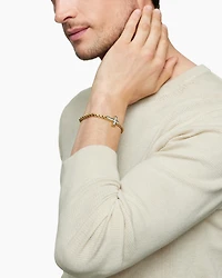 Cable Bracelet 18K Yellow Gold with Diamonds, 5mm