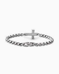 Cross Station Bracelet Sterling Silver with Black Diamonds, 5mm