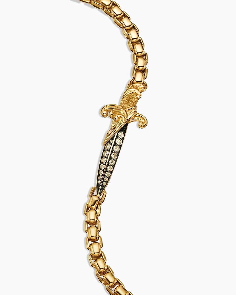 Waves Dagger Bracelet with 18K Yellow Gold, 5mm