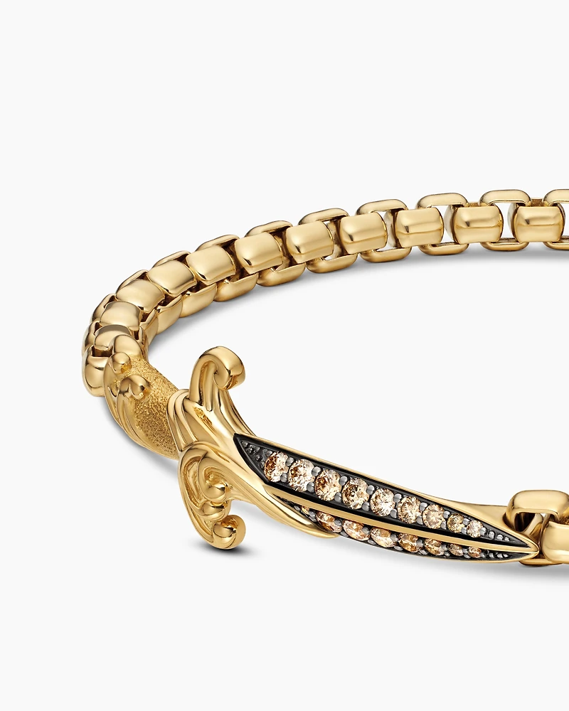 Waves Dagger Bracelet with 18K Yellow Gold, 5mm