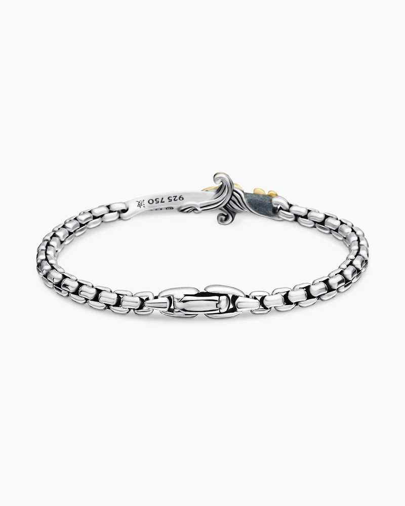 Waves Dagger Bracelet Sterling Silver with 18K Yellow Gold and Black Diamonds, 5mm