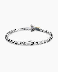 Waves Dagger Bracelet Sterling Silver with 18K Yellow Gold and Black Diamonds, 5mm