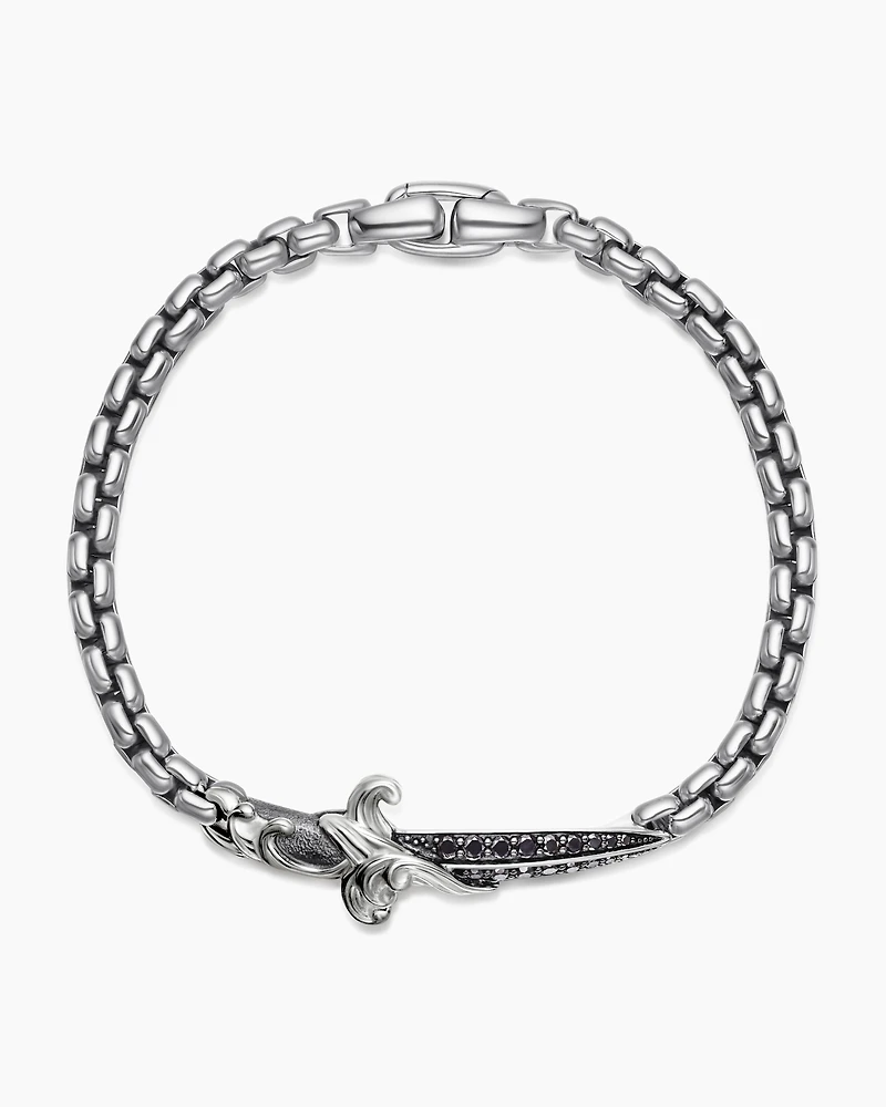 Waves Dagger Bracelet Sterling Silver with Black Diamonds, 5mm