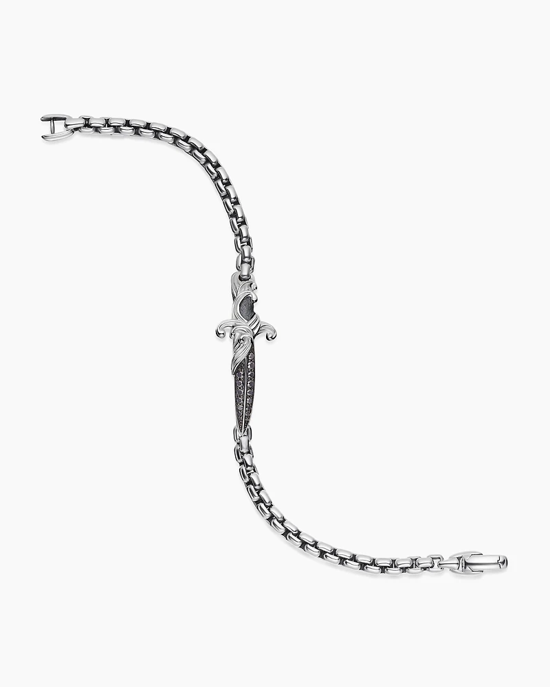 Waves Dagger Bracelet Sterling Silver with Black Diamonds, 5mm