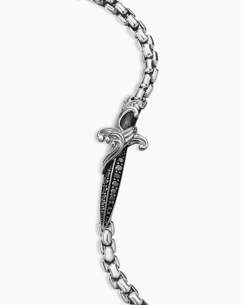 Waves Dagger Bracelet Sterling Silver with Black Diamonds, 5mm