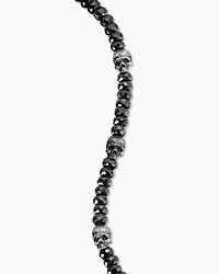Memento Mori Skull Station Bracelet Sterling Silver with Black Spinel, 6mm