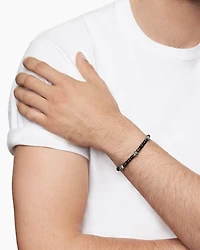 Memento Mori Skull Station Bracelet Sterling Silver with Black Spinel, 6mm