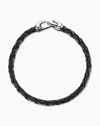 Armoury® Bracelet in Black Leather with Sterling Silver, 6.6mm