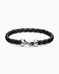 Armoury® Bracelet in Black Leather with Sterling Silver, 6.6mm