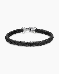 Armoury® Bracelet in Black Leather with Sterling Silver, 6.6mm