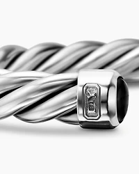 Cable Cuff Bracelet Sterling Silver with Black Onyx, 6mm