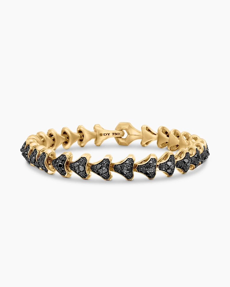 Armory Link Bracelet in 18K Yellow Gold with Pavé, 9.5mm