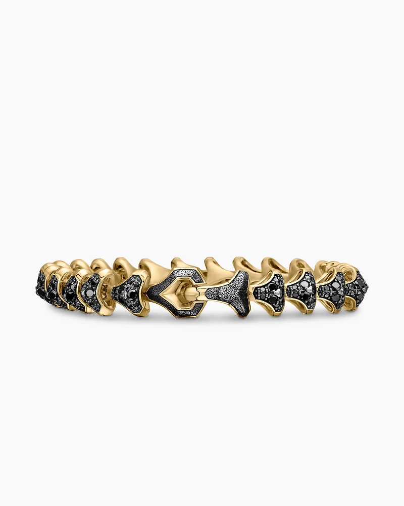 Armory Link Bracelet in 18K Yellow Gold with Pavé, 9.5mm