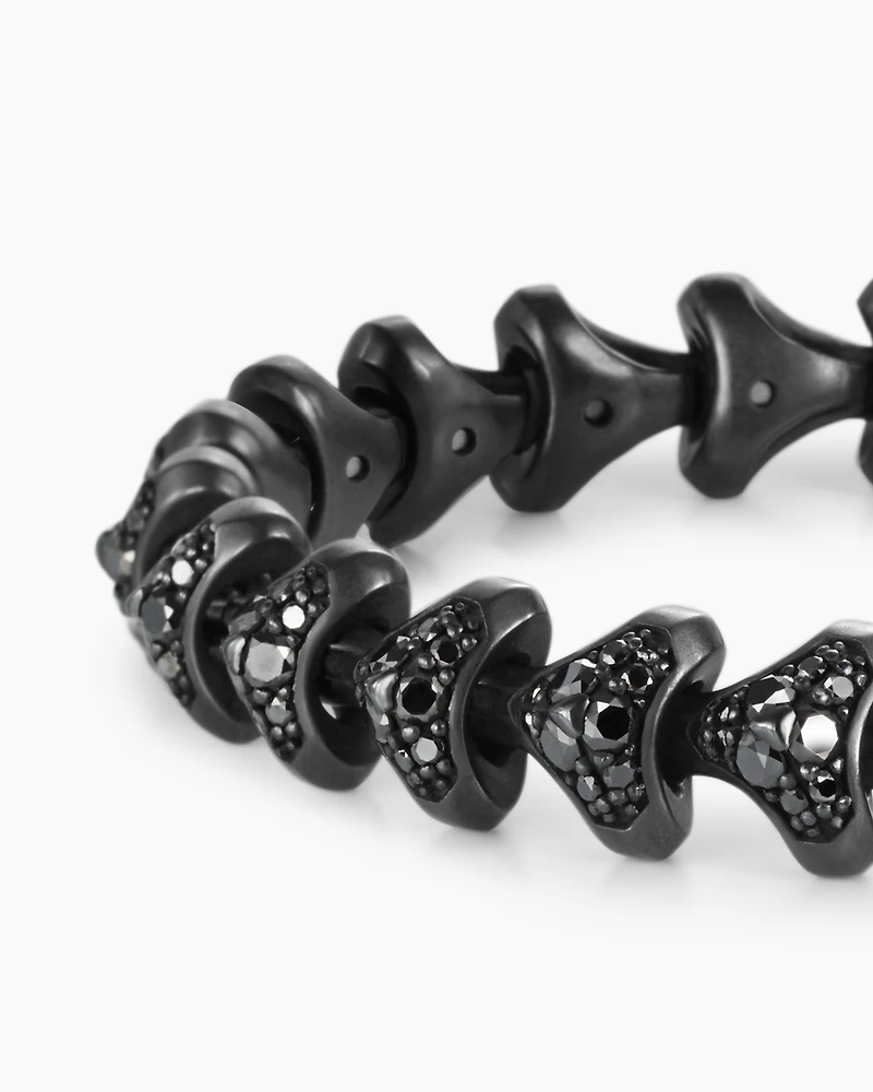 Armory® Link Bracelet in Black Titanium with Black Diamonds, 9.5mm