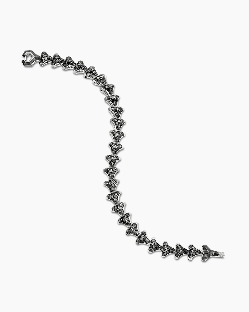 Armoury® Link Bracelet in Sterling Silver with Pavé Black Diamonds, 9.5mm