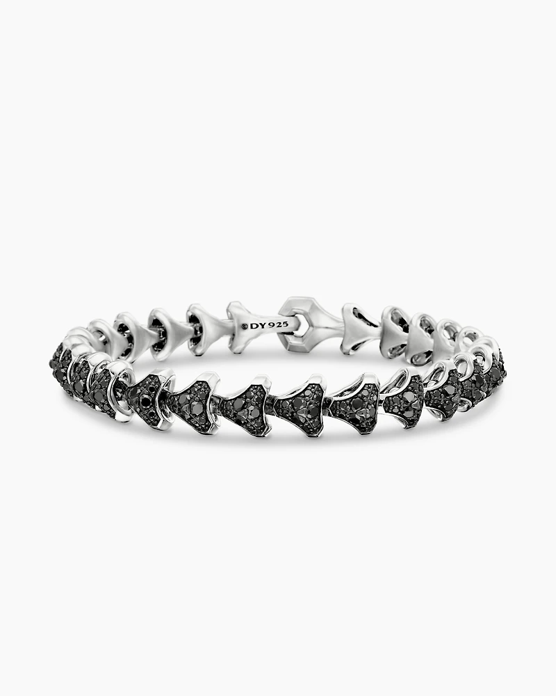 Armoury® Link Bracelet in Sterling Silver with Pavé Black Diamonds, 9.5mm