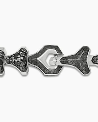 Armoury® Link Bracelet in Sterling Silver with Pavé Black Diamonds, 9.5mm