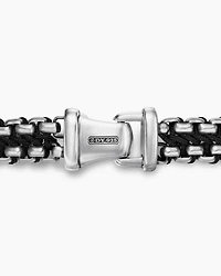Woven Box Chain Bracelet in Sterling Silver with Black Nylon, 10mm