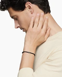 Memento Mori Skull Station Bracelet Sterling Silver with Black Onyx, 4mm