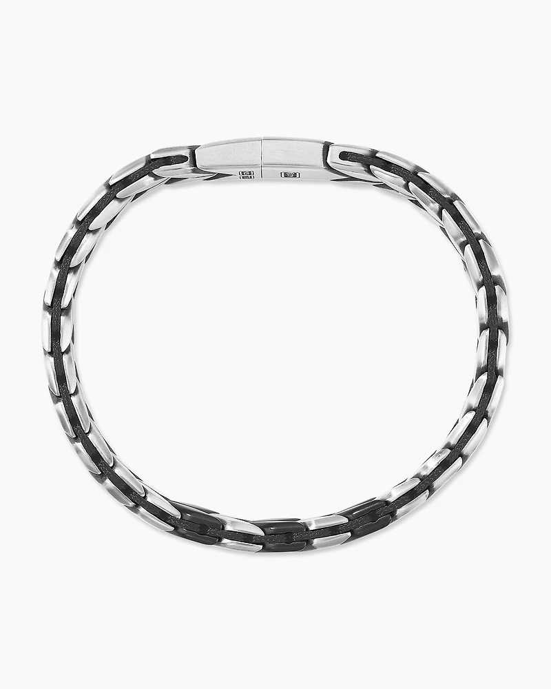Chevron Woven Bracelet Sterling Silver with Black Diamonds and Nylon