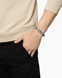 Chevron Woven Bracelet Sterling Silver with Black Diamonds and Nylon