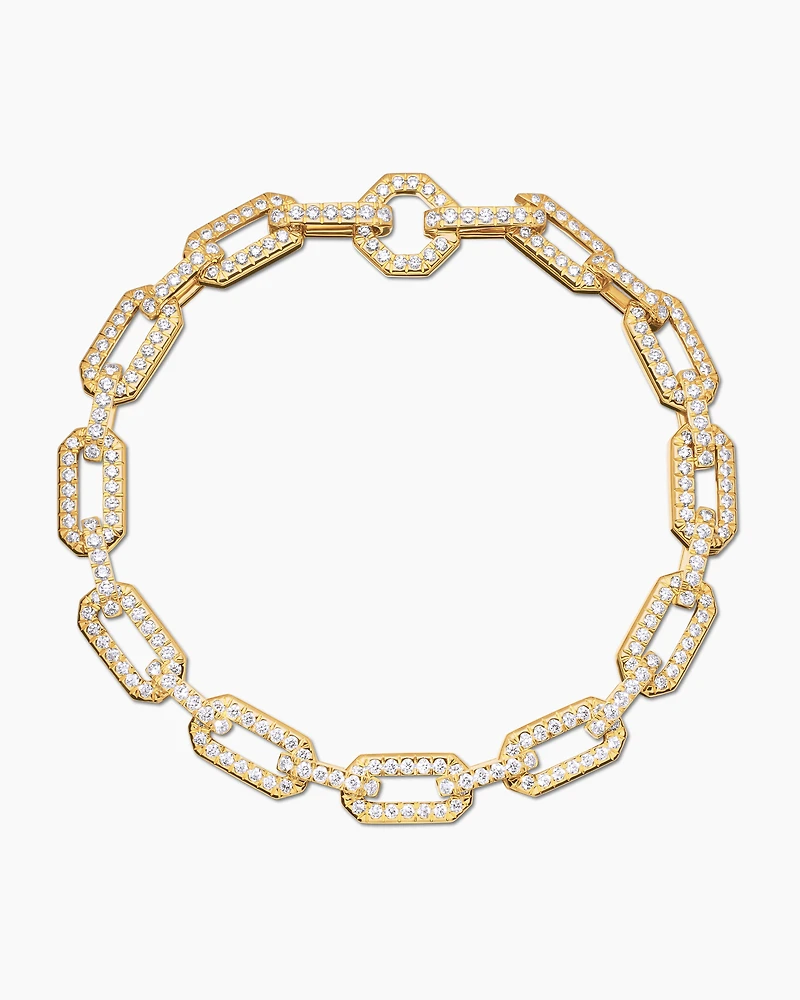 Pavé Chain Bracelet in 18K Yellow Gold with Diamonds, 7mm