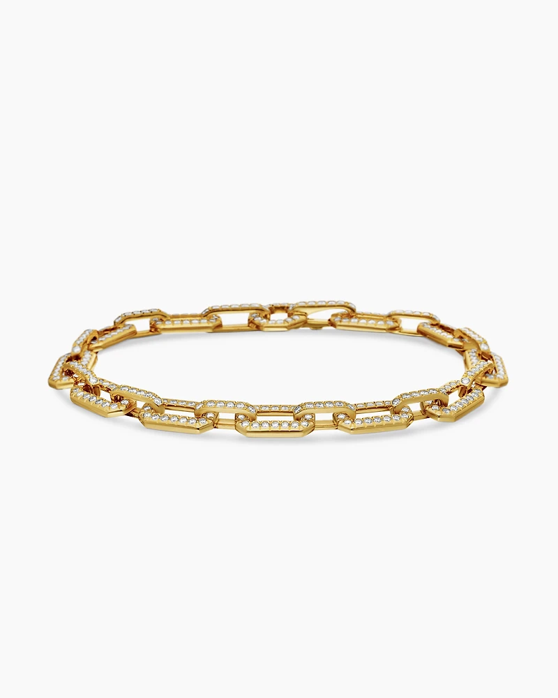 Pavé Chain Bracelet in 18K Yellow Gold with Diamonds, 7mm