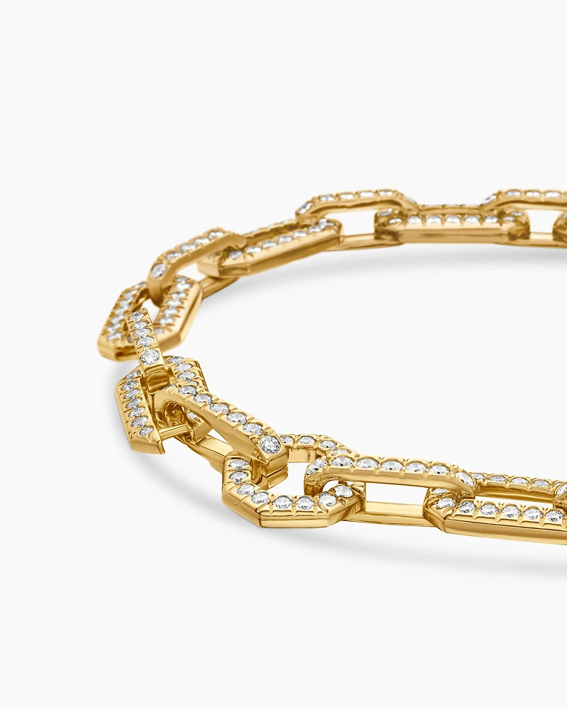 Pavé Chain Bracelet in 18K Yellow Gold with Diamonds, 7mm
