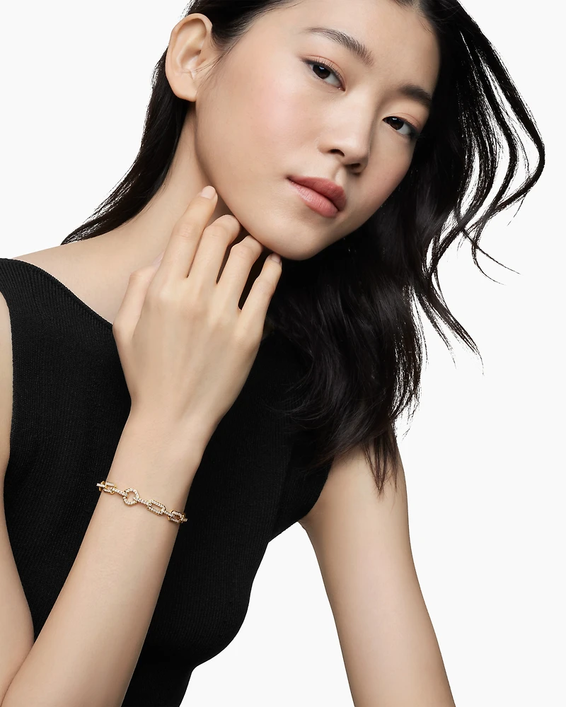 Pavé Chain Bracelet in 18K Yellow Gold with Diamonds, 7mm