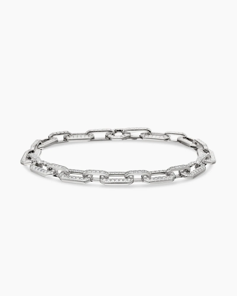 Pavé Chain Bracelet in 18K White Gold with Diamonds, 7mm