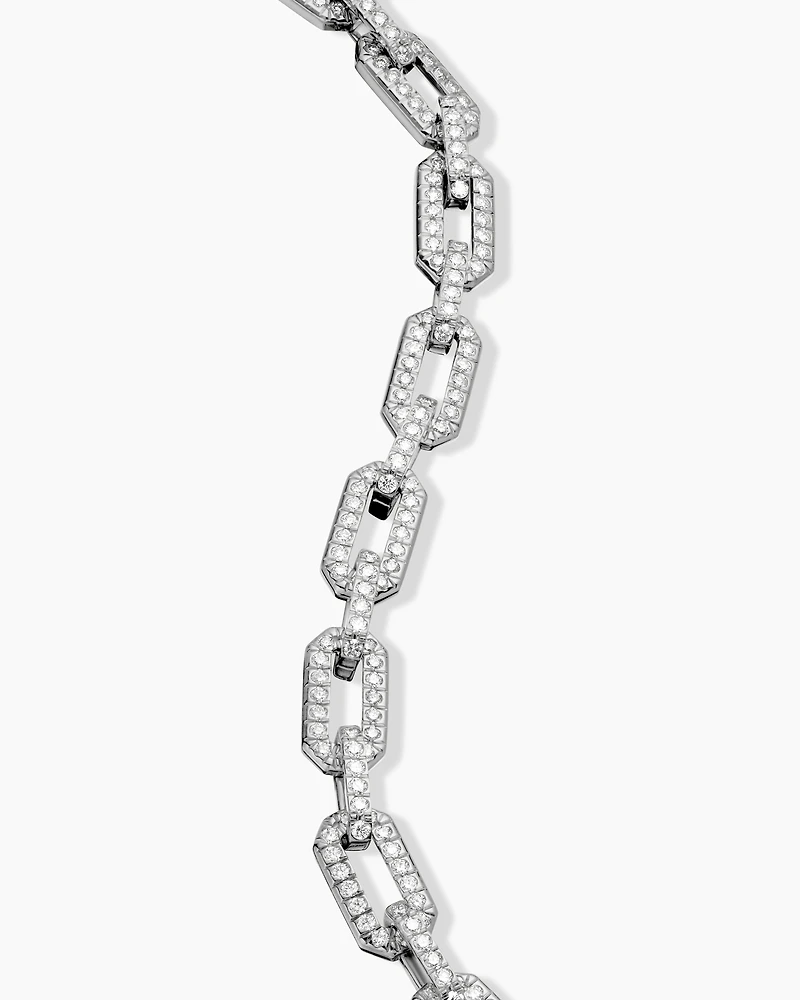 Pavé Chain Bracelet in 18K White Gold with Diamonds, 7mm