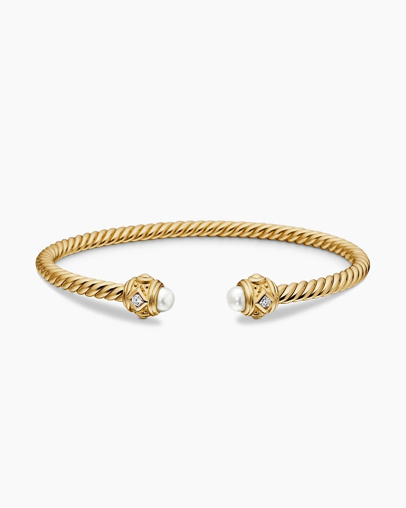 Renaissance® Cablespira Bracelet 18K Yellow Gold with Pearls and Diamonds, 3.5mm