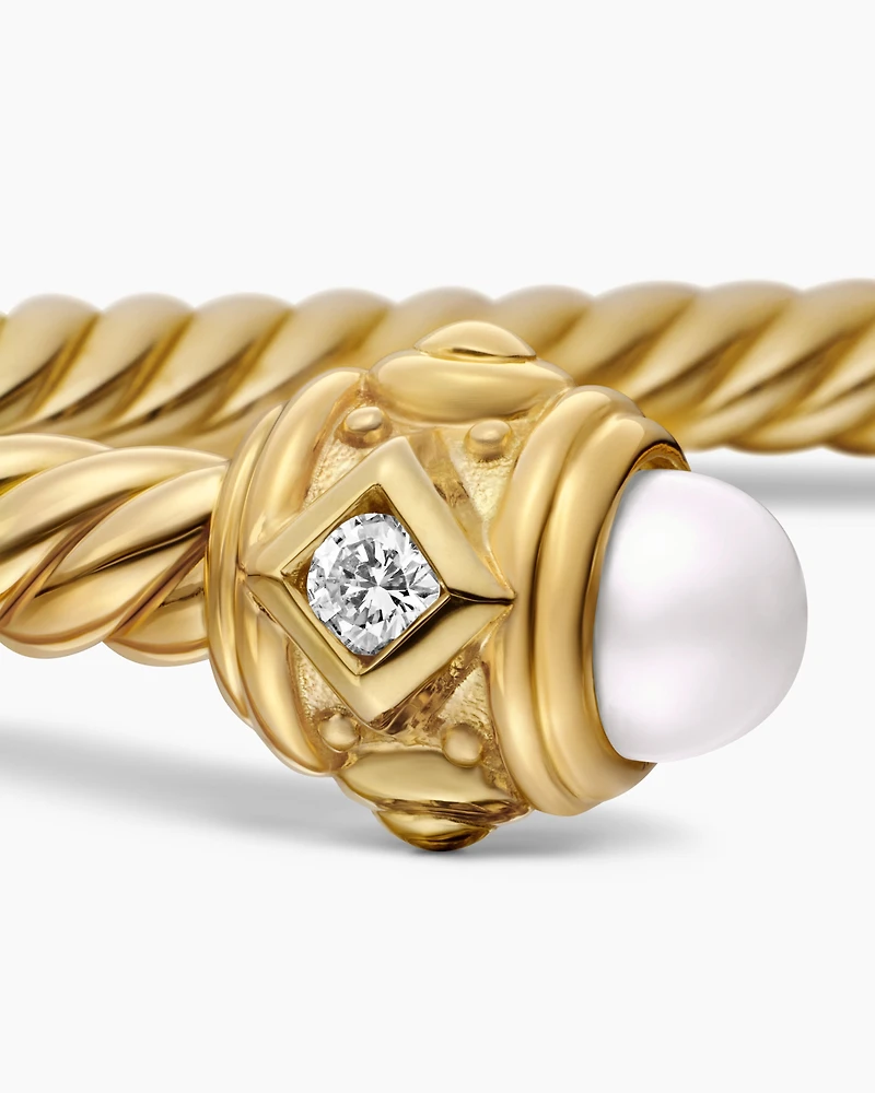 Renaissance® Cablespira Bracelet 18K Yellow Gold with Pearls and Diamonds, 3.5mm