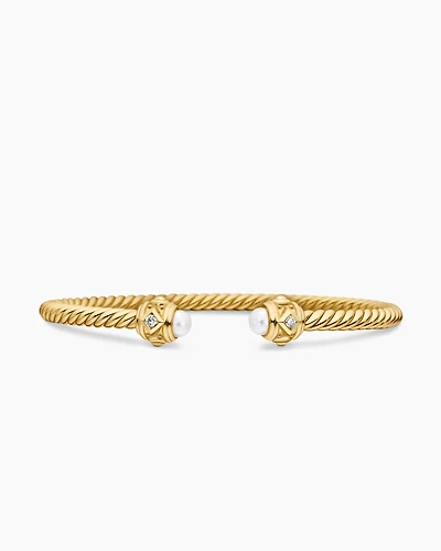 Renaissance® Cablespira Bracelet 18K Yellow Gold with Pearls and Diamonds, 3.5mm