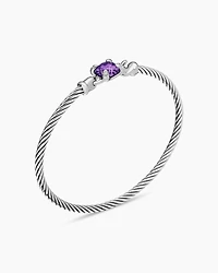 Chatelaine® Bracelet Sterling Silver with Amethyst and Diamonds, 3mm