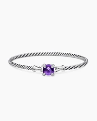 Chatelaine® Bracelet Sterling Silver with Amethyst and Diamonds, 3mm
