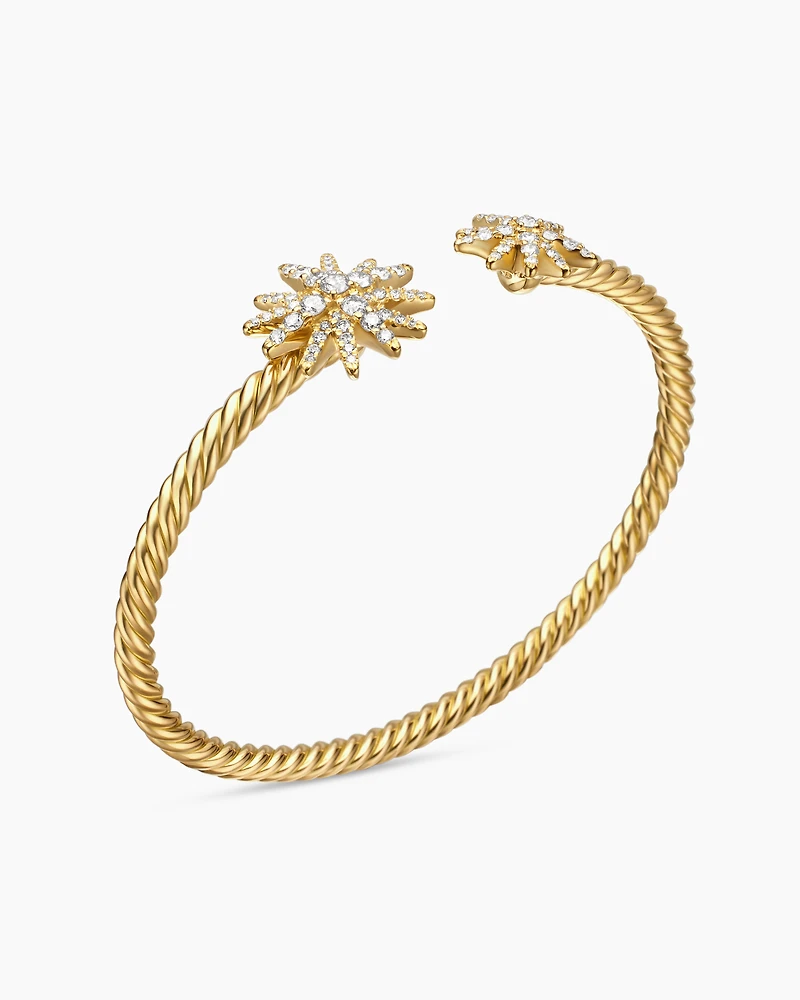 Starburst Cable Bracelet 18K Yellow Gold with Diamonds, 3.5mm