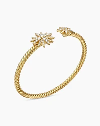 Starburst Cable Bracelet 18K Yellow Gold with Diamonds, 3.5mm