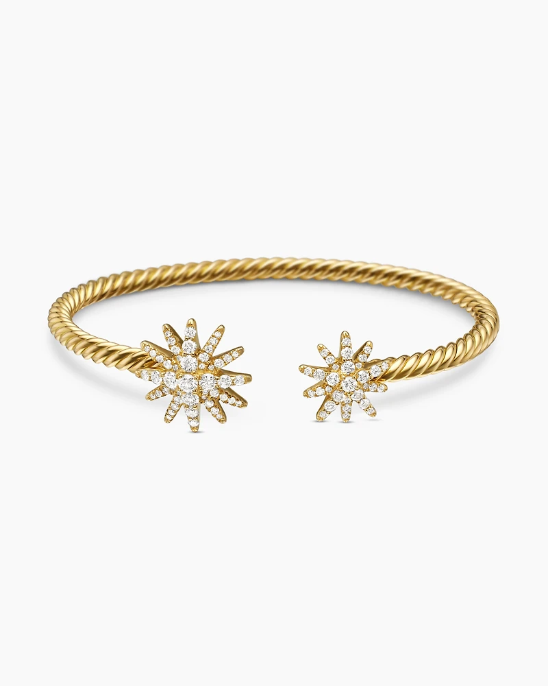 Starburst Cable Bracelet 18K Yellow Gold with Diamonds, 3.5mm