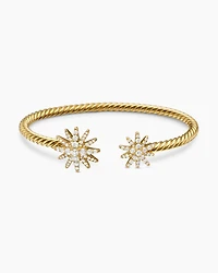 Starburst Cable Bracelet 18K Yellow Gold with Diamonds, 3.5mm