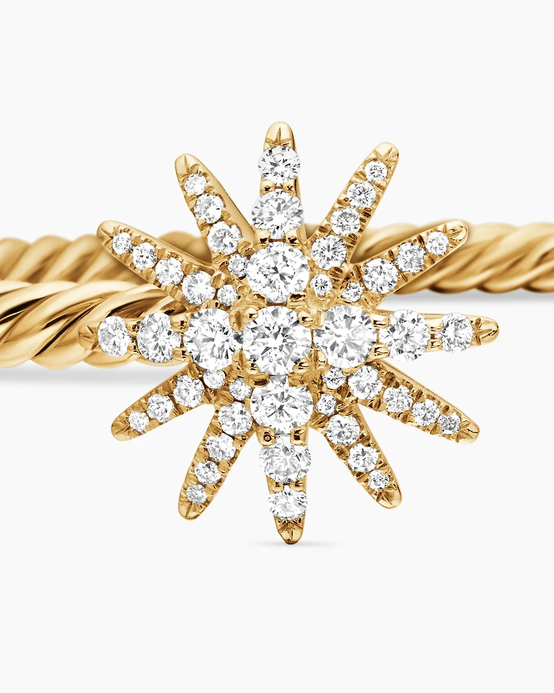 Starburst Cable Bracelet 18K Yellow Gold with Diamonds, 3.5mm
