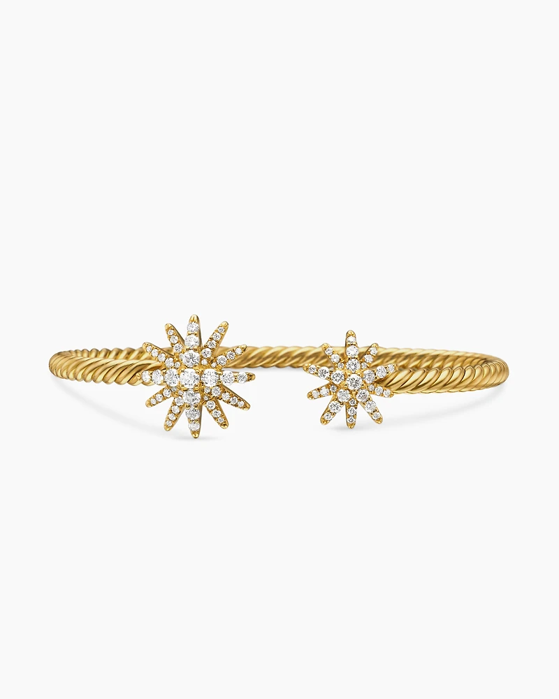 Starburst Cable Bracelet 18K Yellow Gold with Diamonds, 3.5mm