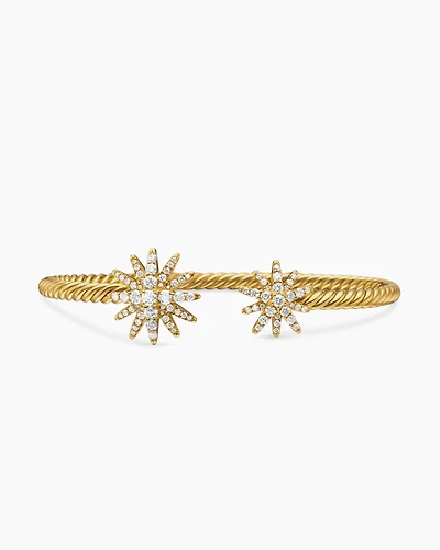 Starburst Cable Bracelet 18K Yellow Gold with Diamonds, 3.5mm