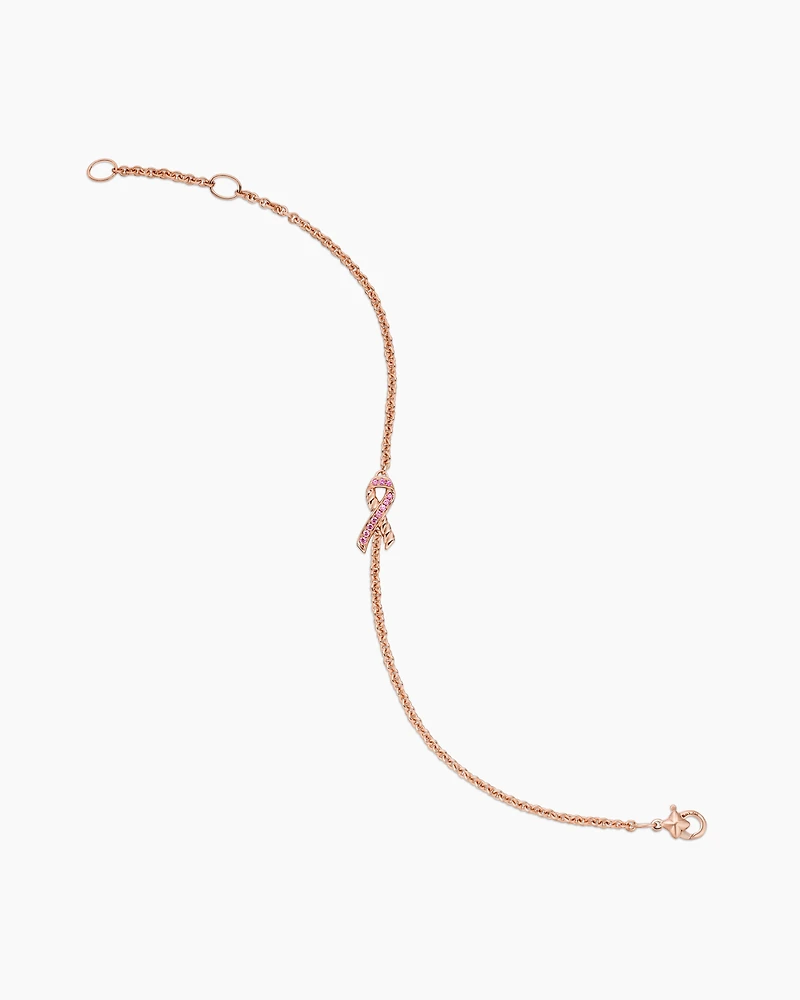 Cable Collectibles® Ribbon Chain Bracelet in 18K Rose Gold with Pavé Pink Sapphires, 15mm