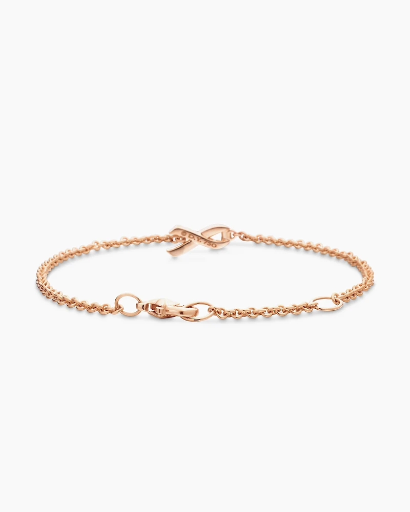 Cable Collectibles® Ribbon Chain Bracelet in 18K Rose Gold with Pavé Pink Sapphires, 15mm