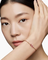 Cable Collectibles® Ribbon Chain Bracelet in 18K Rose Gold with Pavé Pink Sapphires, 15mm