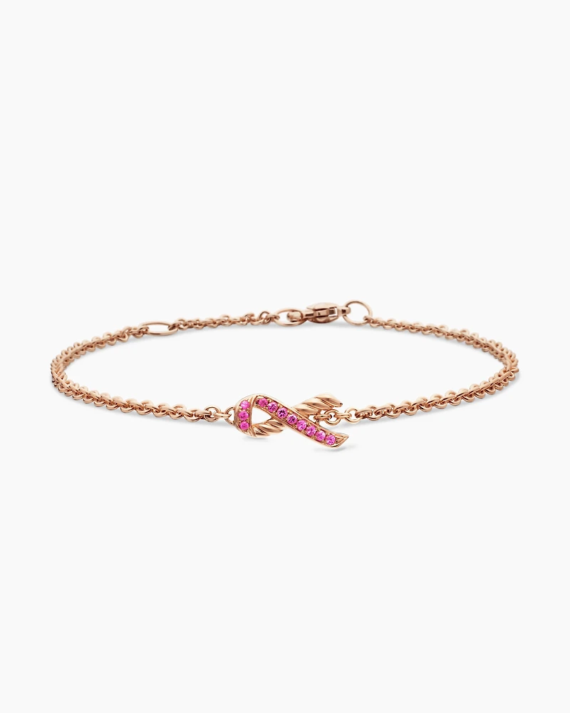 Cable Collectibles® Ribbon Chain Bracelet in 18K Rose Gold with Pavé Pink Sapphires, 15mm