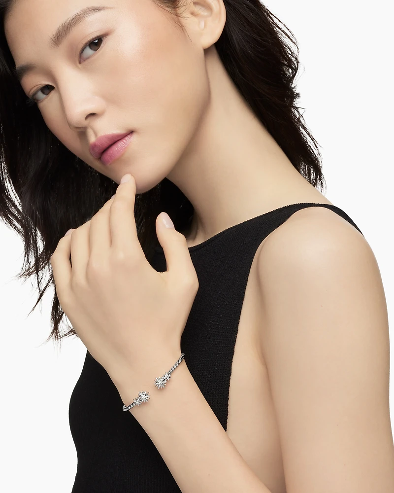 Starburst Cable Bracelet with Diamonds, 3.5mm