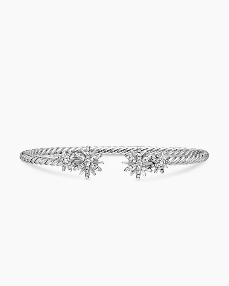Starburst Cable Bracelet with Diamonds, 3.5mm