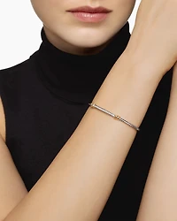 Petite Helena Classic Cable Station Bracelet Sterling Silver with 18K Yellow Gold Diamonds, 3mm
